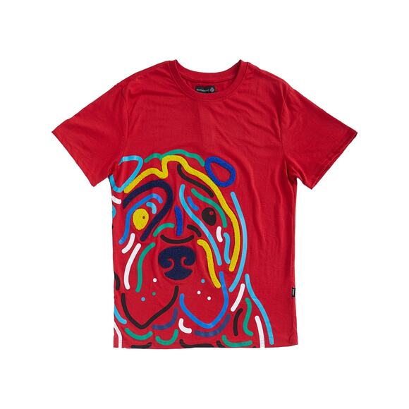 8IGHTH DSTRKT SBM Red Double Jersey Tee Textured Dog Print Small - Picture 1 of 7